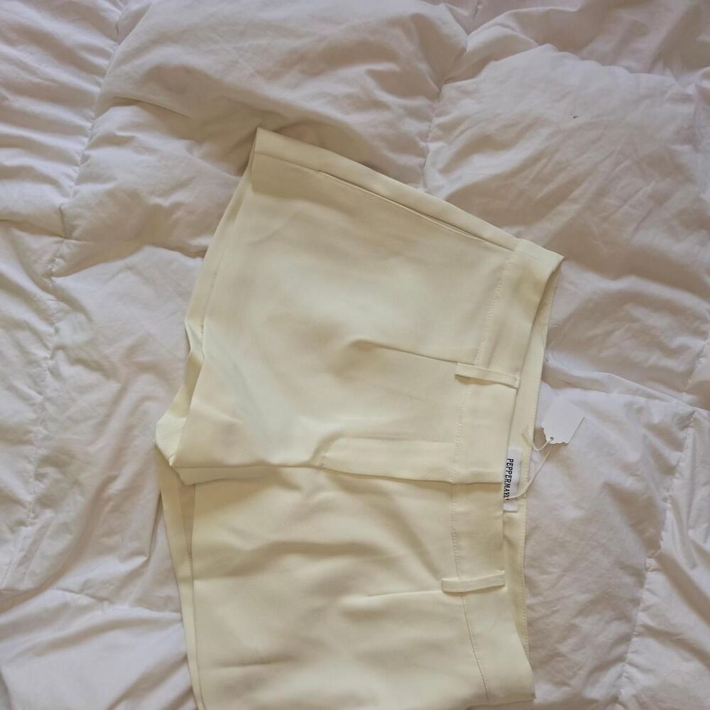 Peppermayo Men's Cream and White Trousers